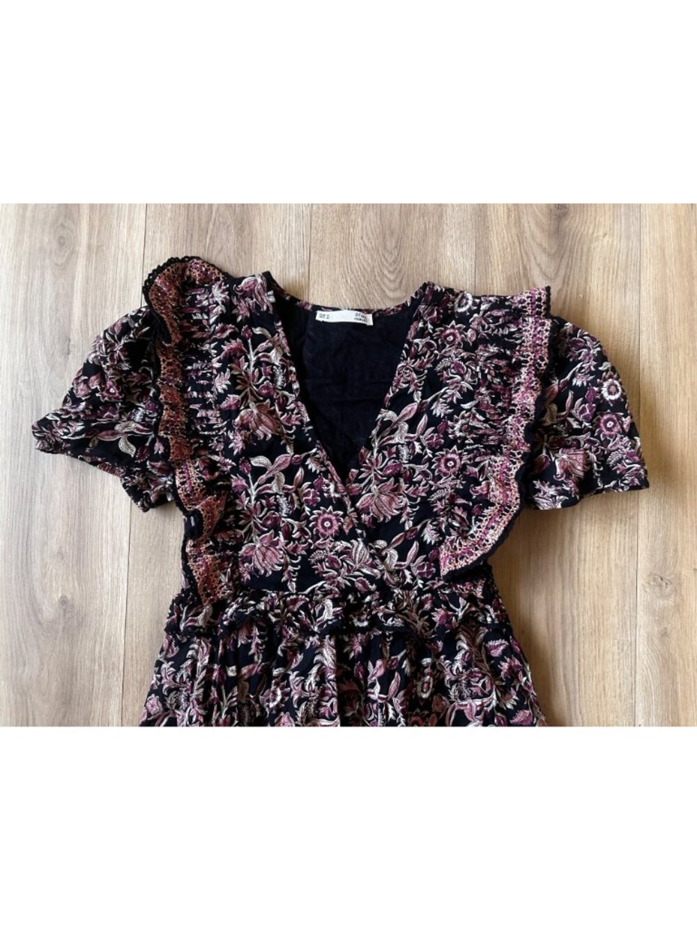 SFera Dainty Floral Midi Dress Womens Medium Embroidered Ruffles Feminine Modest - Picture 9 of 16